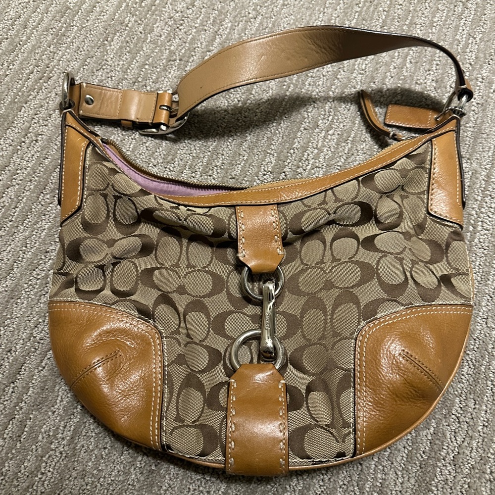 Vintage Coach Brown and Tan Women's Bag